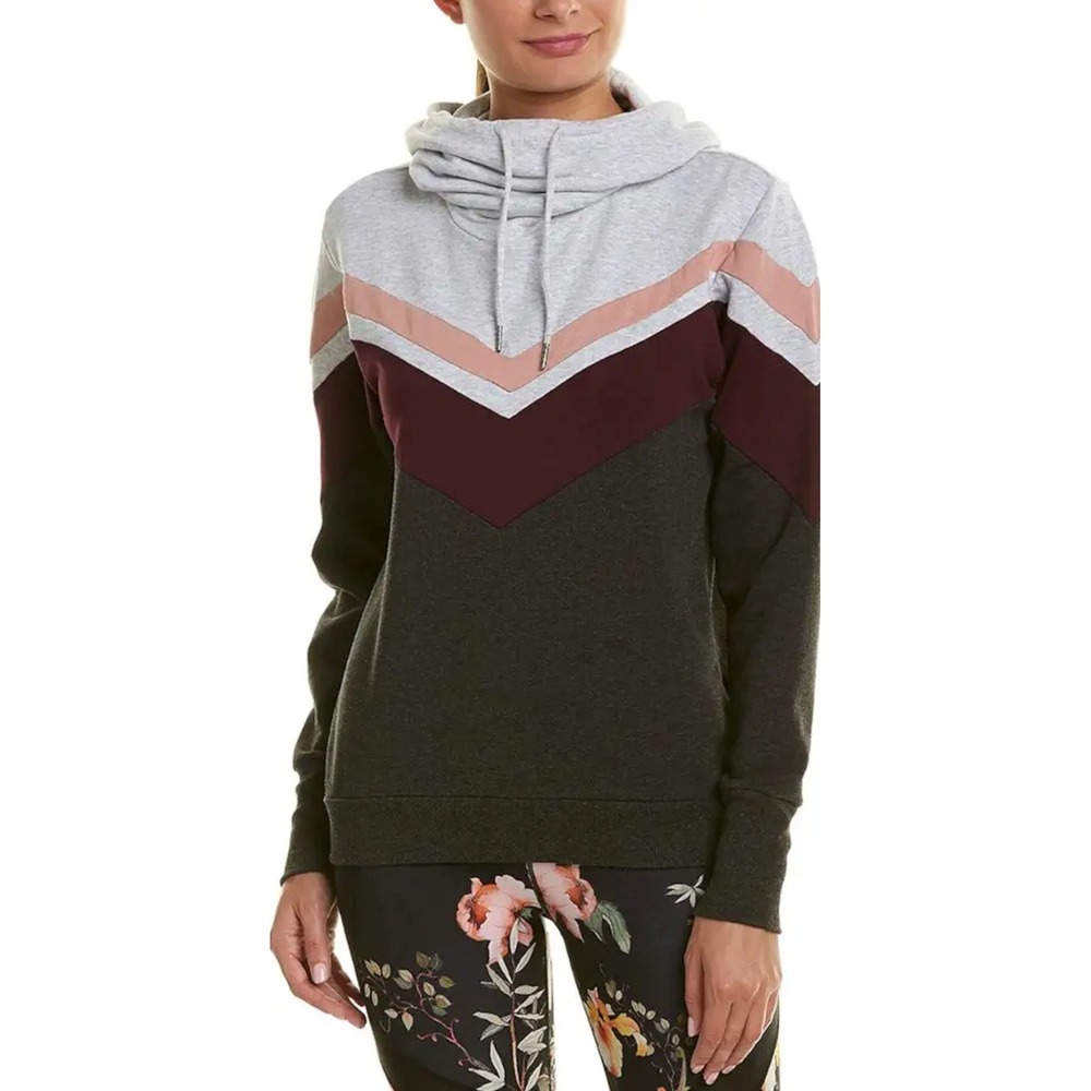 Betsey Johnson Performance Chevron Colorblock Cowl Neck Sweatshirt Women Small